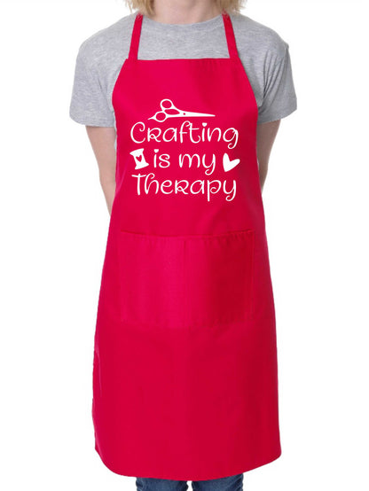 Crafting Is My Therapy Funny Crafting Knitting Apron Novelty Baking Cooking