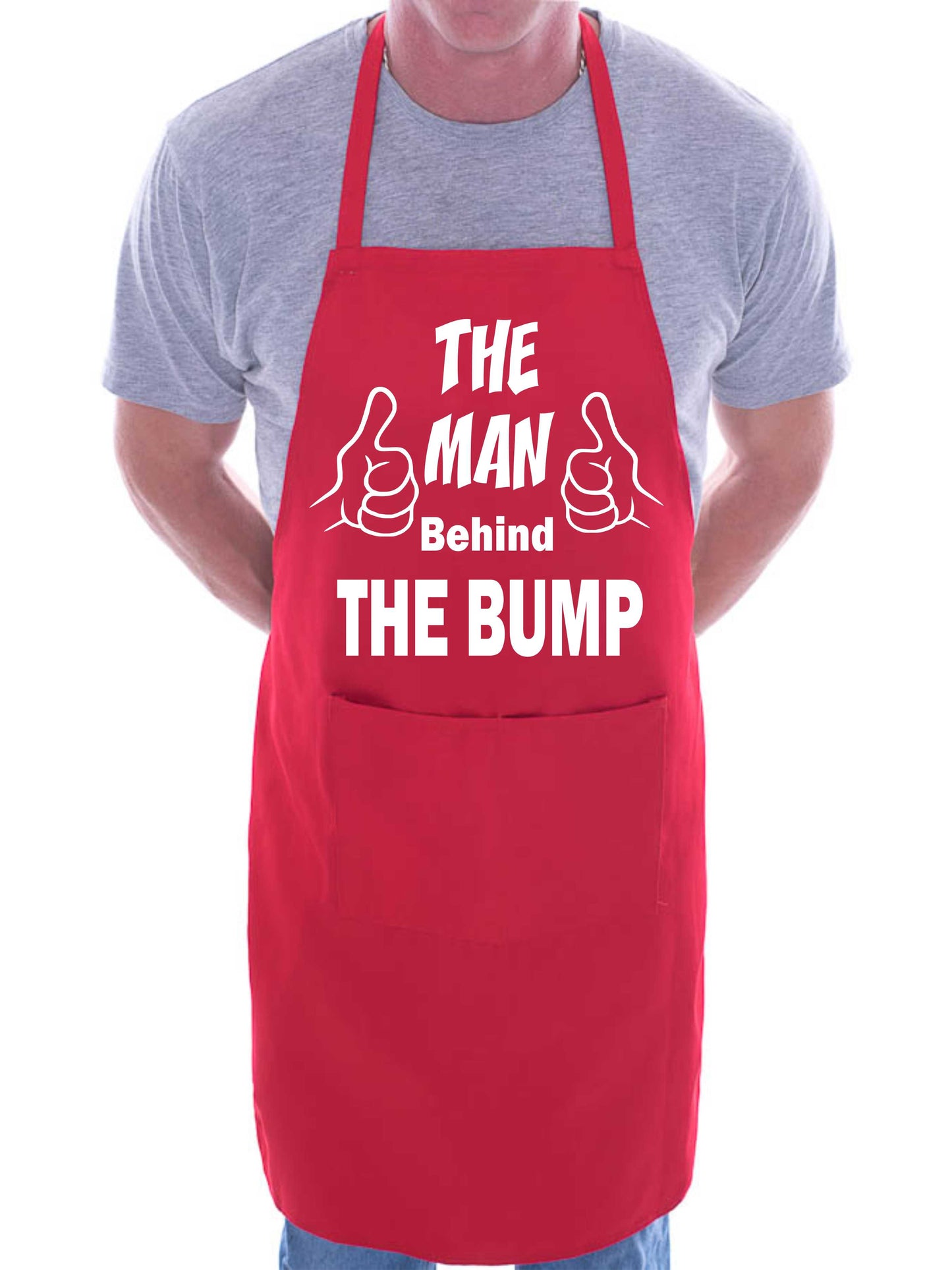 The Man Behind The Bump New Dad BBQ Apron Baking Crafting Cooking Apron
