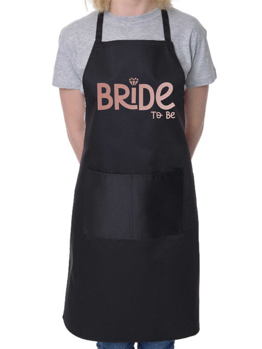 Bride To Be Hen Party Wedding Gift Funny Apron In Rose Gold Design Cooking Apron