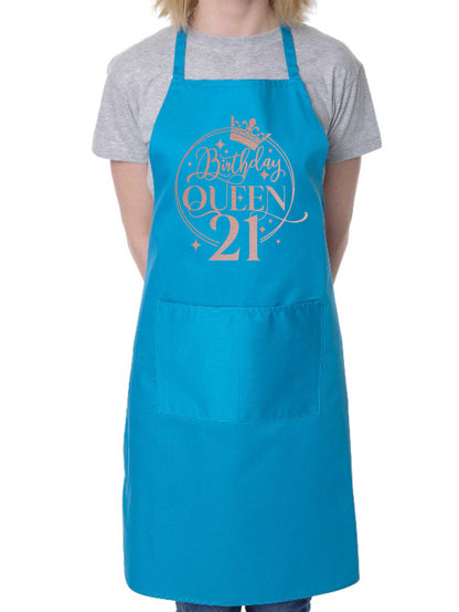 Birthday Queen 21 Ladies Apron 21st Birthday Gift Funny Apron In Rose Gold Design Cooking Apron