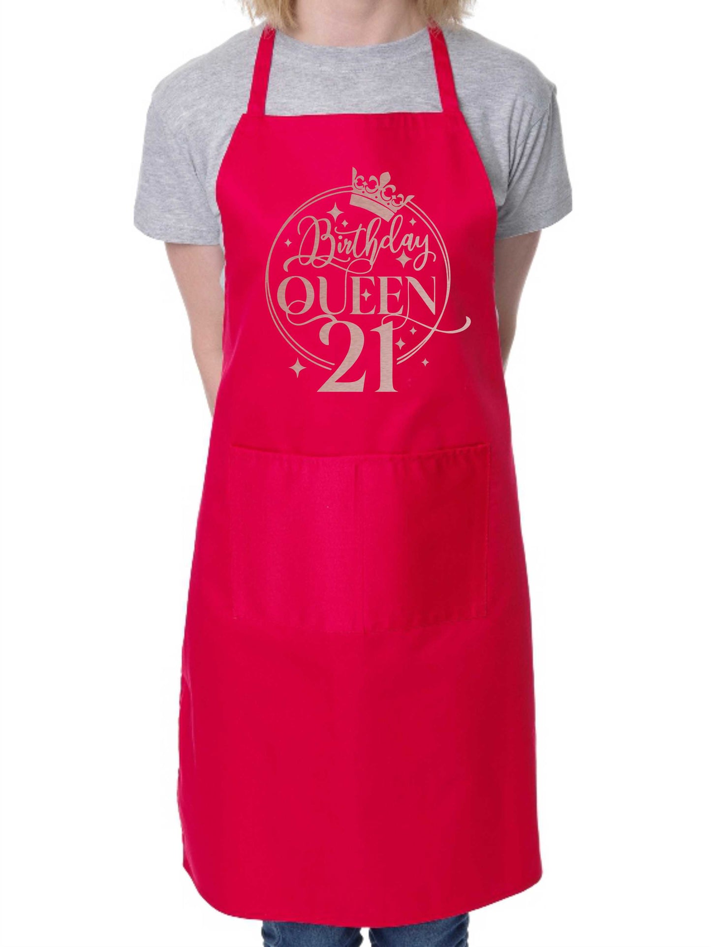 Birthday Queen 21 Ladies Apron 21st Birthday Gift Funny Apron In Rose Gold Design Cooking Apron