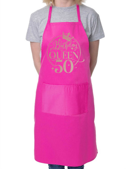Birthday Queen 50 Ladies Apron 50th Birthday Gift Funny Apron In Rose Gold Design Cooking Apron