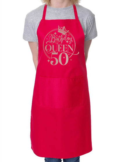 Birthday Queen 50 Ladies Apron 50th Birthday Gift Funny Apron In Rose Gold Design Cooking Apron
