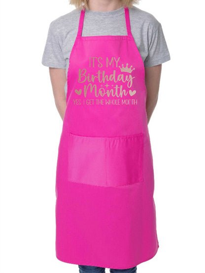 It's My Birthday Month Ladies Apron Birthday Gift Funny Baking Apron In Rose Gold Design