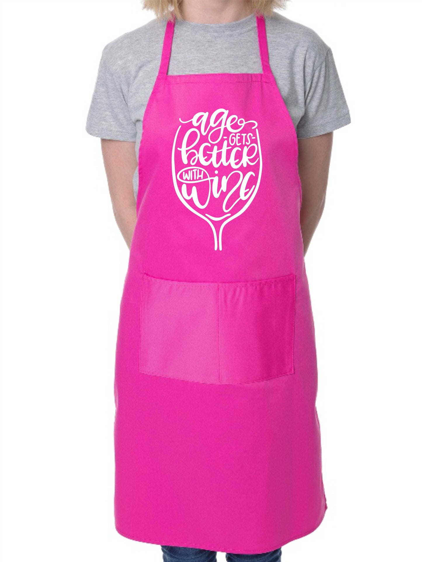 Age Gets Better With Wine Apron Funny Birthday Gift Cooking Baking BBQ