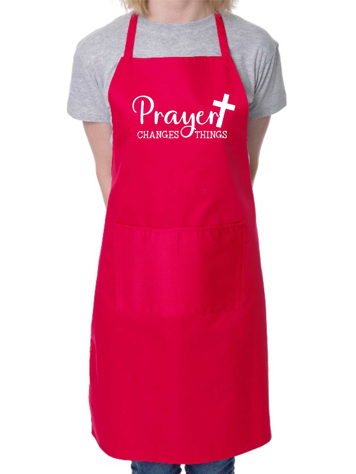 Prayer Changes Things Apron Religious Church Fete Worship BBQ