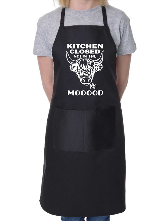 Kitchen Closed Not In The Mood Apron Funny Birthday Gift Cooking Baking BBQ