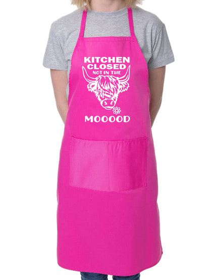 Kitchen Closed Not In The Mood Apron Funny Birthday Gift Cooking Baking BBQ