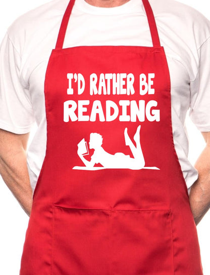 Adult I'd Rather Be Reading BBQ Cooking Funny Novelty Apron