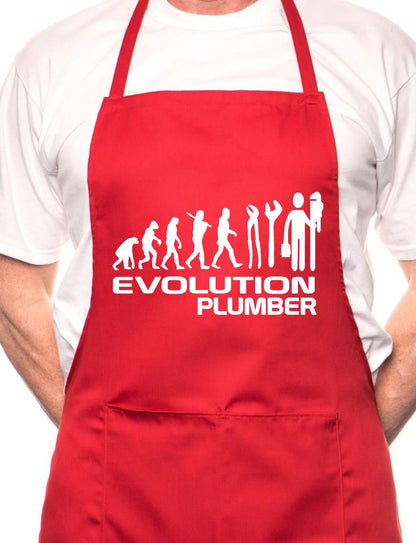 Adult Evolution Of Plumber BBQ Cooking Funny Novelty Apron