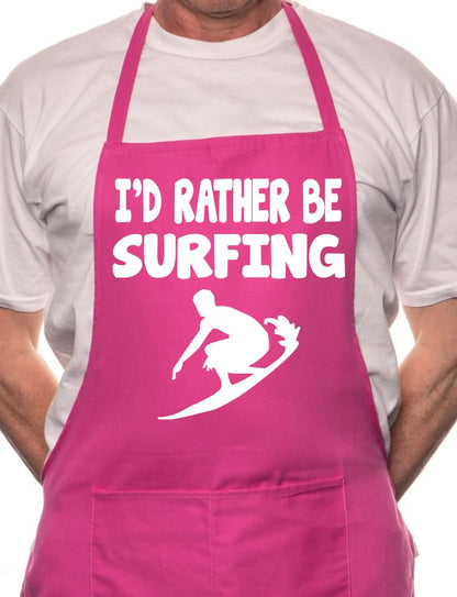 Adult I'd Rather Be Surfing BBQ Cooking Funny Novelty Apron