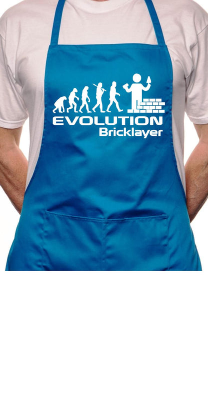 Adult Evolution Of Bricklayer Brickie BBQ Cooking Funny Novelty Apron