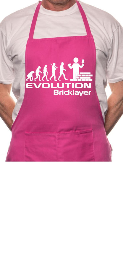 Adult Evolution Of Bricklayer Brickie BBQ Cooking Funny Novelty Apron