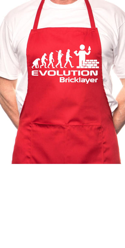 Adult Evolution Of Bricklayer Brickie BBQ Cooking Funny Novelty Apron