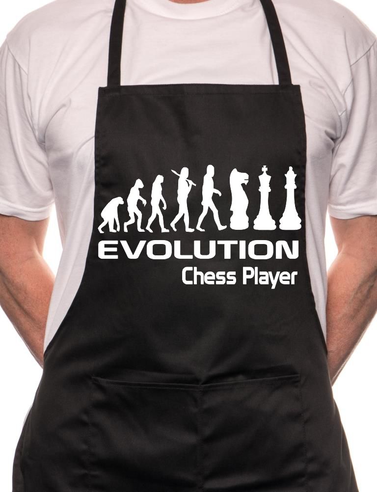 Adult Evolution Of Chess Player BBQ Cooking Funny Novelty Apron