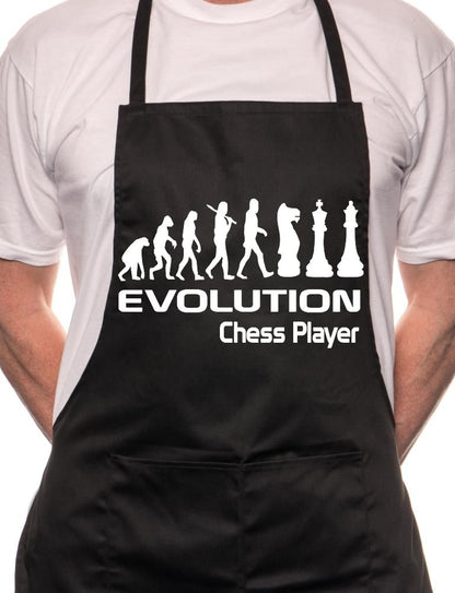 Adult Evolution Of Chess Player BBQ Cooking Funny Novelty Apron