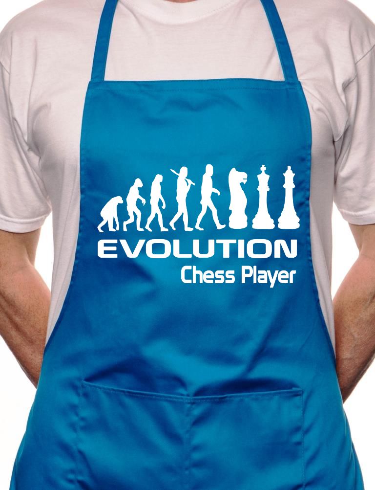 Adult Evolution Of Chess Player BBQ Cooking Funny Novelty Apron