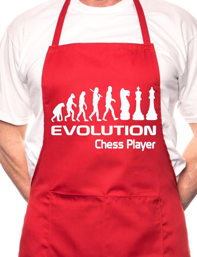 Adult Evolution Of Chess Player BBQ Cooking Funny Novelty Apron