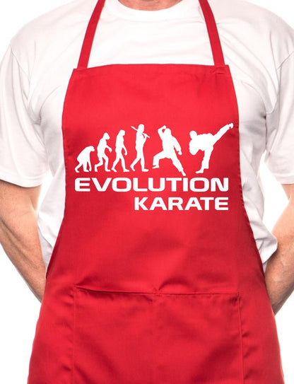 Adult Evolution Of Karate Martial Arts BBQ Cooking Funny Novelty Apron