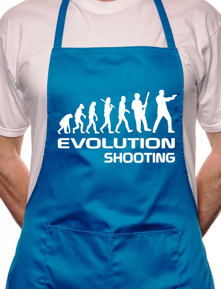 Adult Evolution Of Shooting BBQ Cooking Funny Novelty Apron