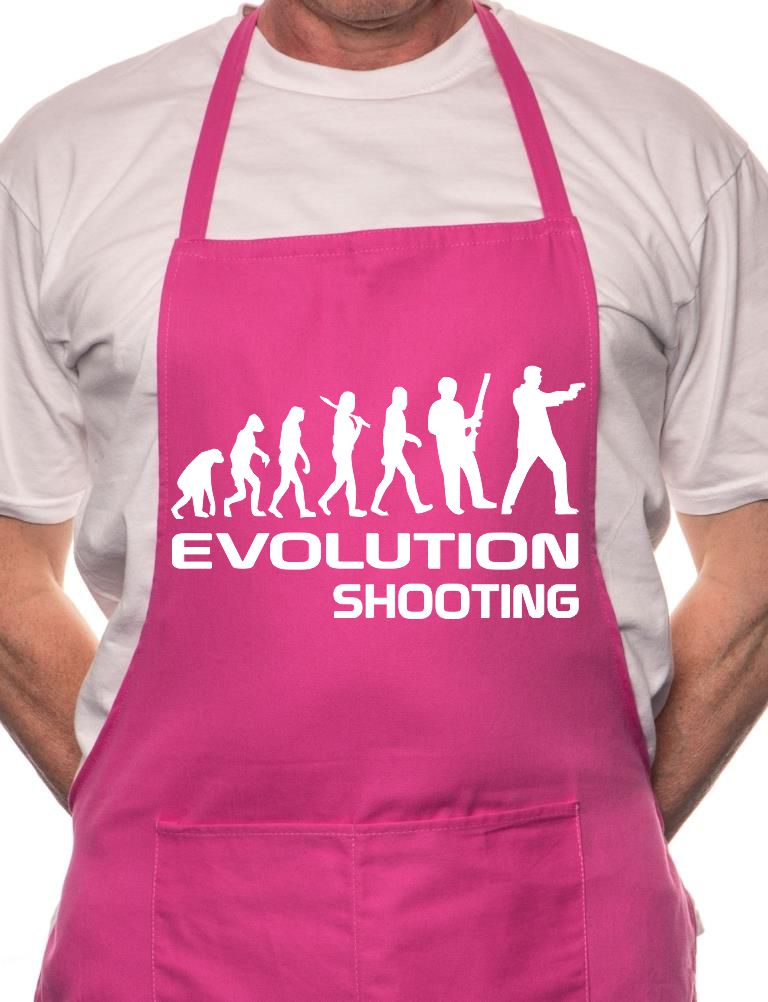 Adult Evolution Of Shooting BBQ Cooking Funny Novelty Apron