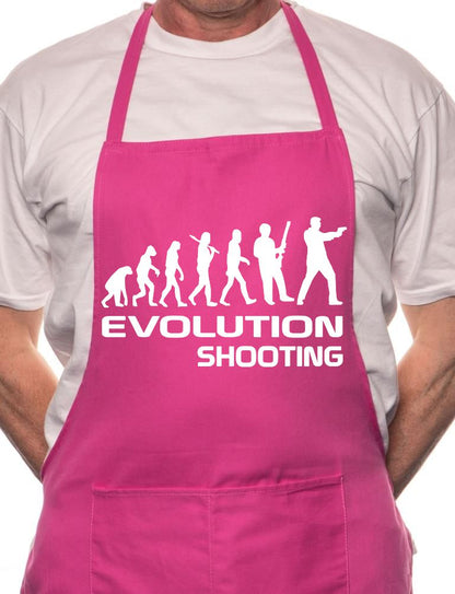 Adult Evolution Of Shooting BBQ Cooking Funny Novelty Apron