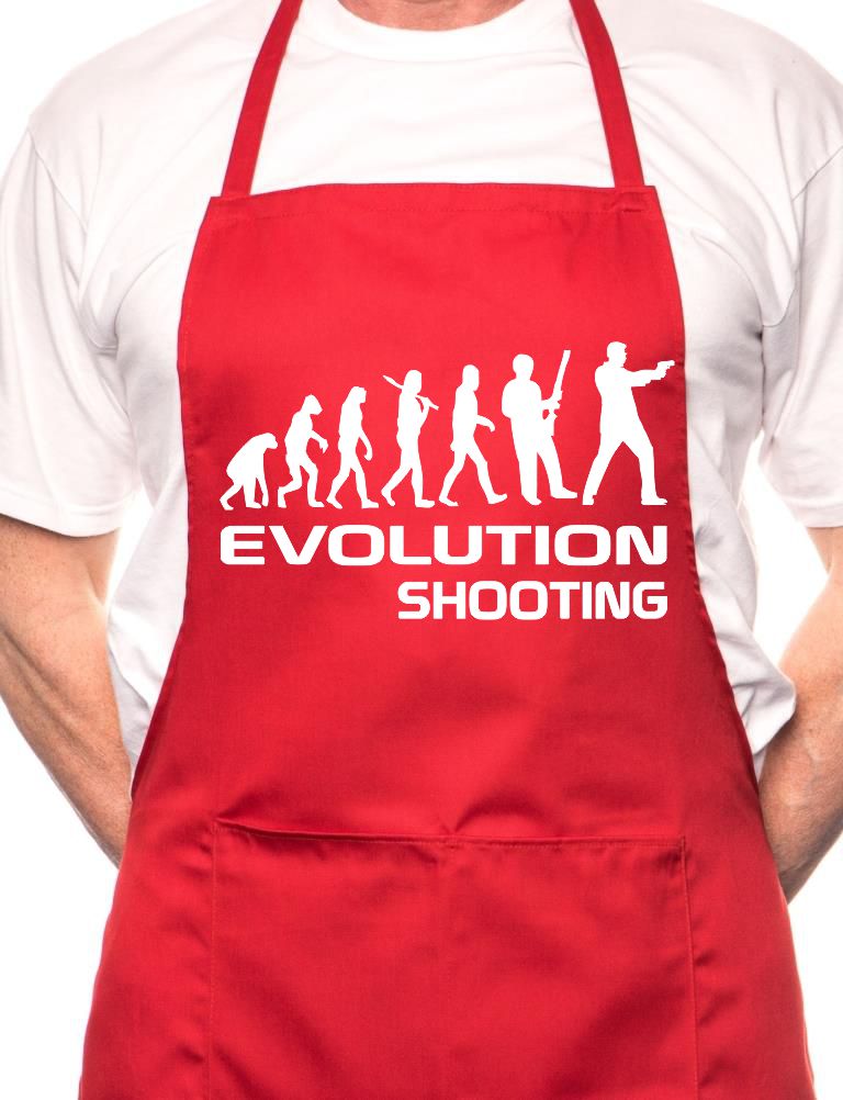 Adult Evolution Of Shooting BBQ Cooking Funny Novelty Apron