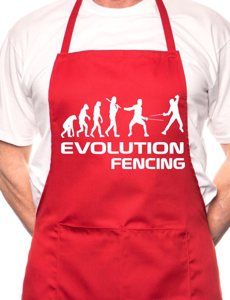 Adult Evolution Of Fencing BBQ Cooking Funny Novelty Apron
