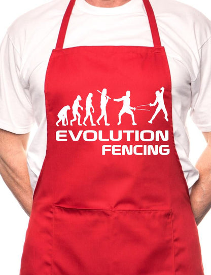 Adult Evolution Of Fencing BBQ Cooking Funny Novelty Apron