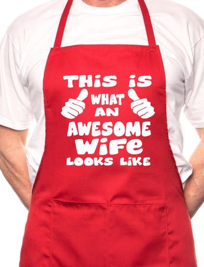 Adult This is What Awesome Wife BBQ Cooking Funny Novelty Apron