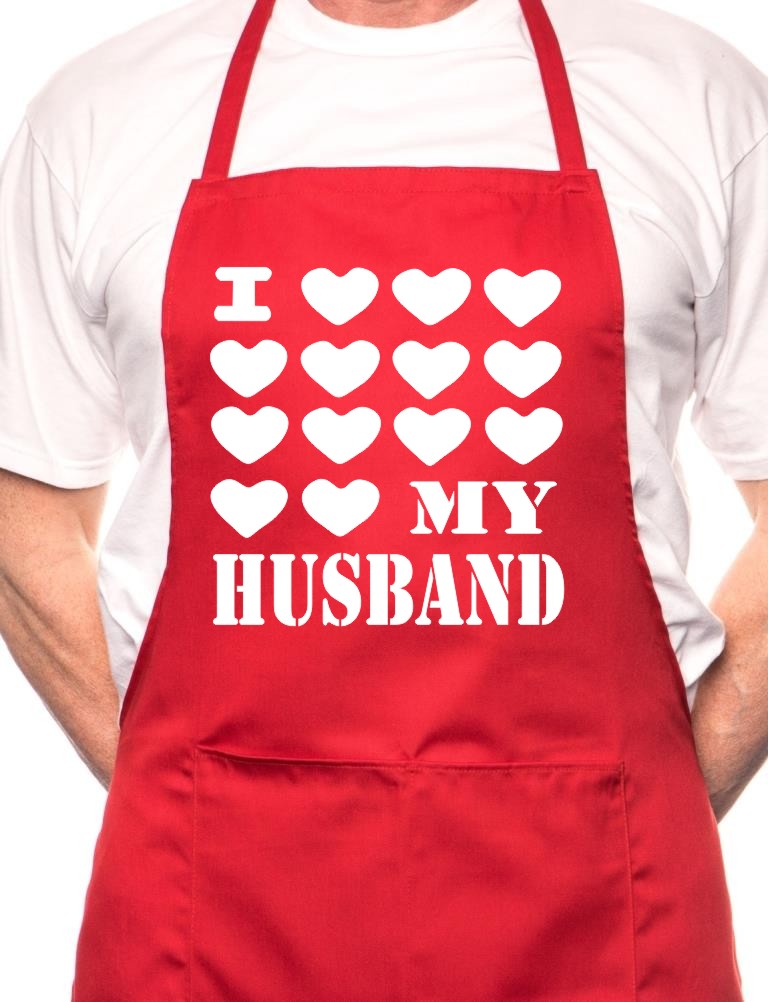 Adult I Love My Husband BBQ Cooking Funny Novelty Apron