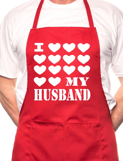 Adult I Love My Husband BBQ Cooking Funny Novelty Apron