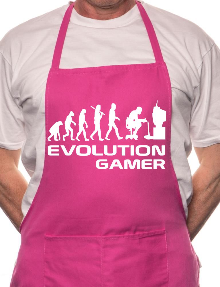 Adult Evolution Of Gamer BBQ Cooking Funny Novelty Apron
