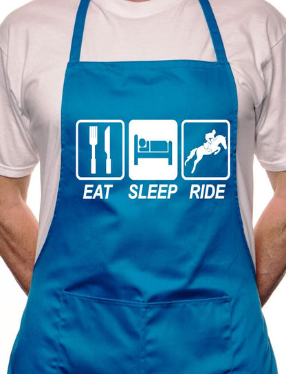 Adult Eat Sleep Ride Horse Riding BBQ Cooking Funny Novelty Apron