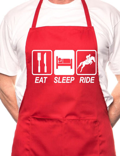 Adult Eat Sleep Ride Horse Riding BBQ Cooking Funny Novelty Apron