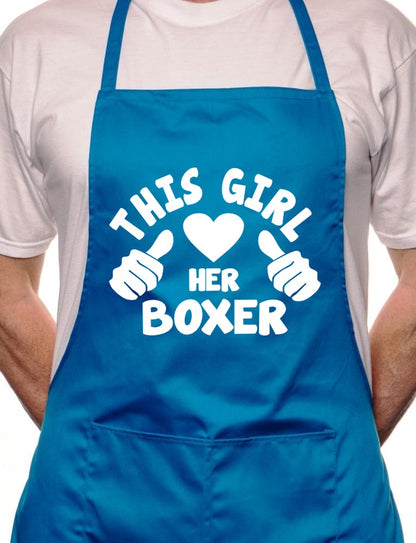 Adult This Girl Loves Her Boxer Dog BBQ Cooking Funny Novelty Apron