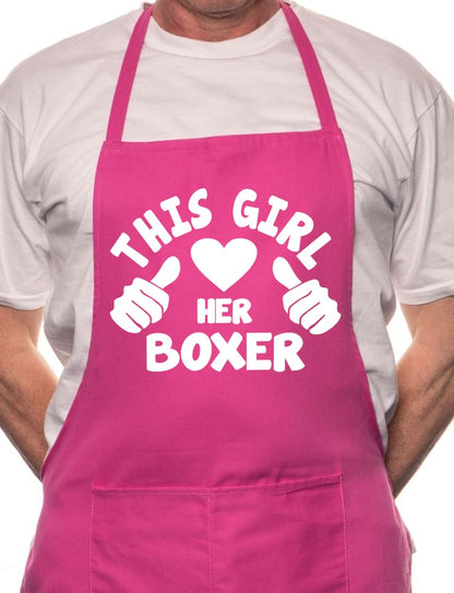 Adult This Girl Loves Her Boxer Dog BBQ Cooking Funny Novelty Apron