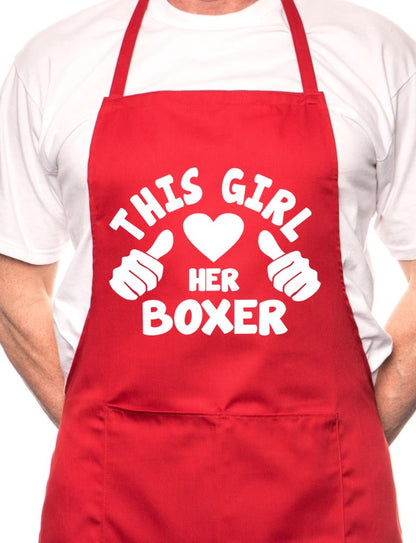 Adult This Girl Loves Her Boxer Dog BBQ Cooking Funny Novelty Apron