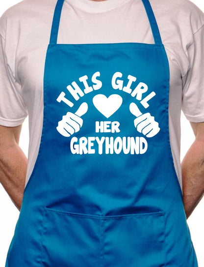 Adult This Girl Loves Her Greyhound Dog BBQ Cooking Funny Novelty Apron