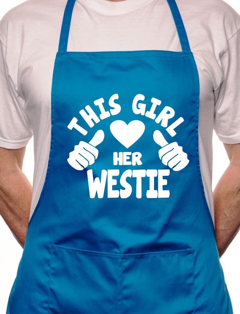 Adult This Girl Loves Her Westie Dog BBQ Cooking Funny Novelty Apron