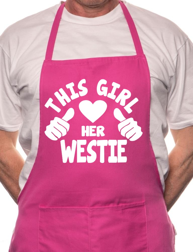 Adult This Girl Loves Her Westie Dog BBQ Cooking Funny Novelty Apron