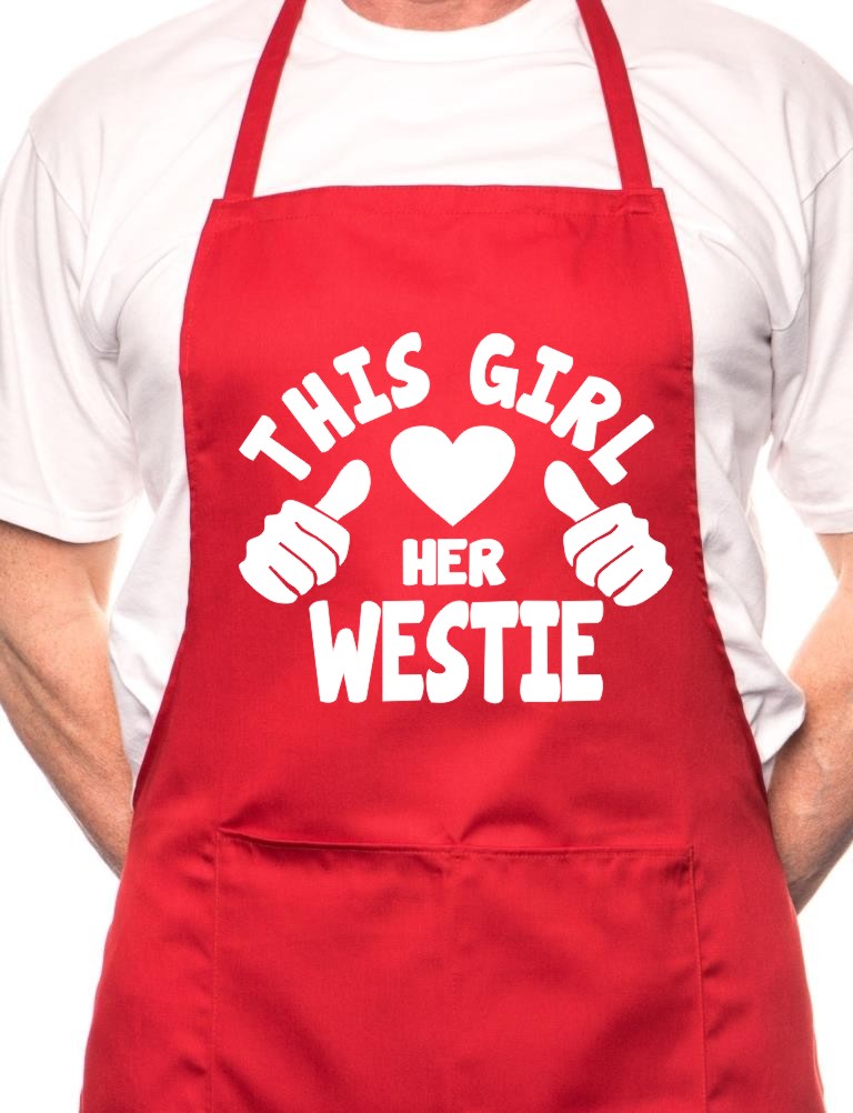 Adult This Girl Loves Her Westie Dog BBQ Cooking Funny Novelty Apron