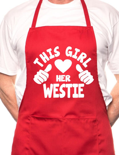 Adult This Girl Loves Her Westie Dog BBQ Cooking Funny Novelty Apron