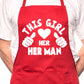 Adult This Girl Loves Her Man BBQ Cooking Funny Novelty Apron