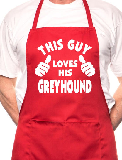 Adult This Guy Loves His Greyhound BBQ Dog Cooking Funny Novelty Apron