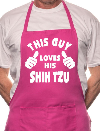Adult This Guy Loves His Shih Tzu BBQ Dog Cooking Funny Novelty Apron