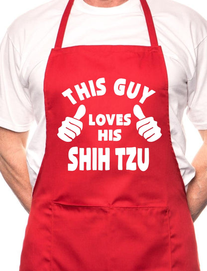 Adult This Guy Loves His Shih Tzu BBQ Dog Cooking Funny Novelty Apron