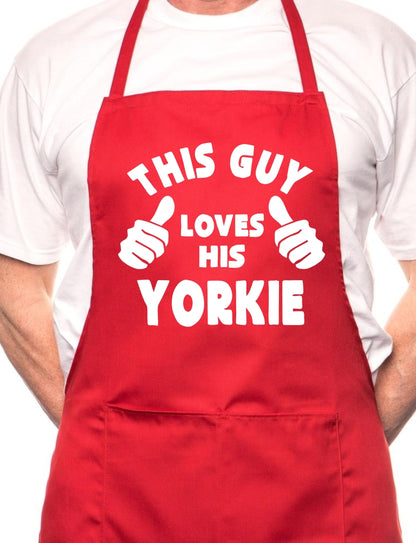 Adult This Guy Loves His Yorkie BBQ Dog Cooking Funny Novelty Apron