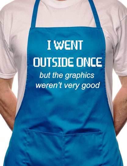 Adult I went Outside Once Gamer BBQ Cooking Funny Novelty Apron
