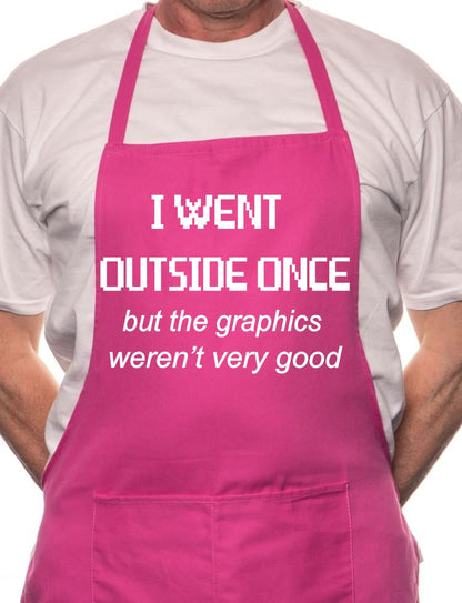 Adult I went Outside Once Gamer BBQ Cooking Funny Novelty Apron